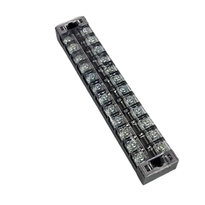 Grippes 25A 12 Pair Terminal Block 600V clear plastic barrier with 12 screw terminals for wiring