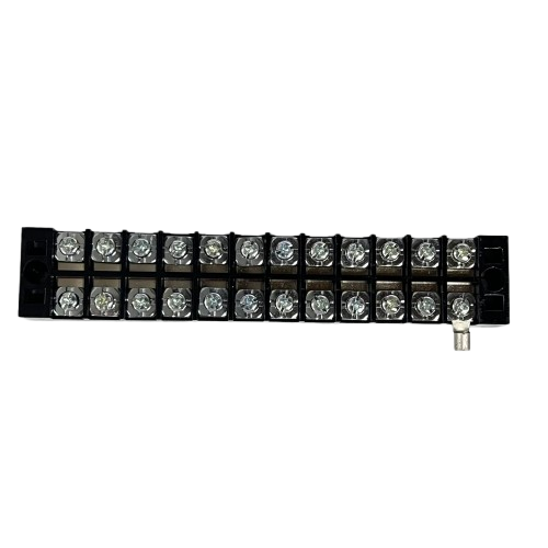 Grippes 25A 12 Pair Terminal Block 600V black screw terminal strip with 24 screw connections and mounting stud