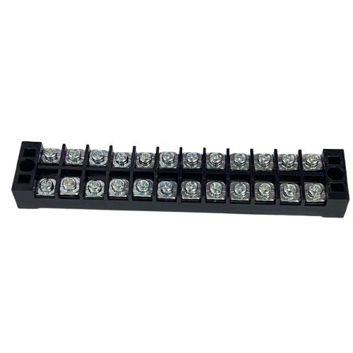 Grippes 25A 12 Pair Terminal Block 600V black plastic 24 screw terminal strip for electrical connections