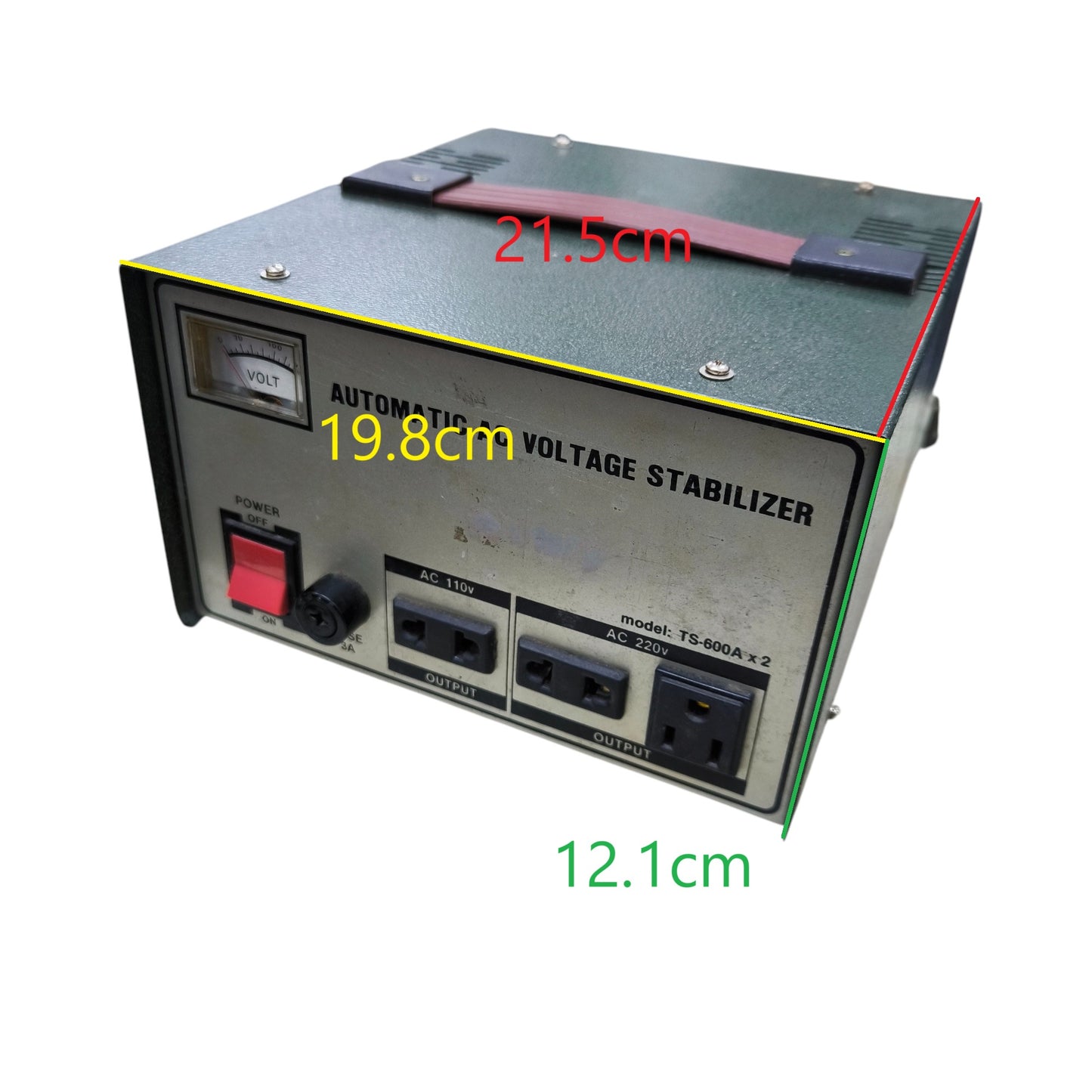 Winlite 600W Automatic Voltage Regulator metal stabilizer with voltmeter handle front outlets and power switch