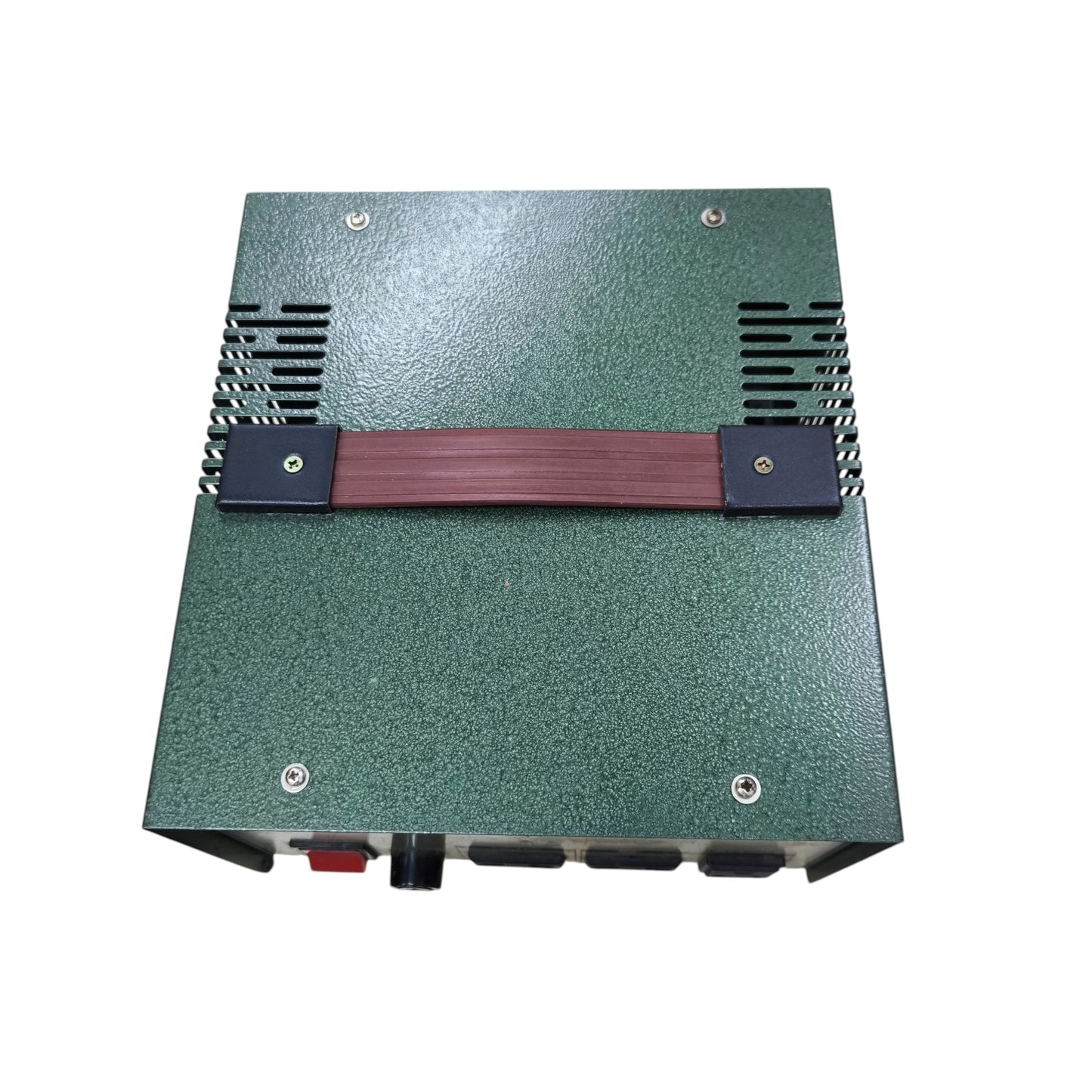 Winlite 600W Automatic Voltage Regulator green textured metal unit with brown strap handle and cooling vents