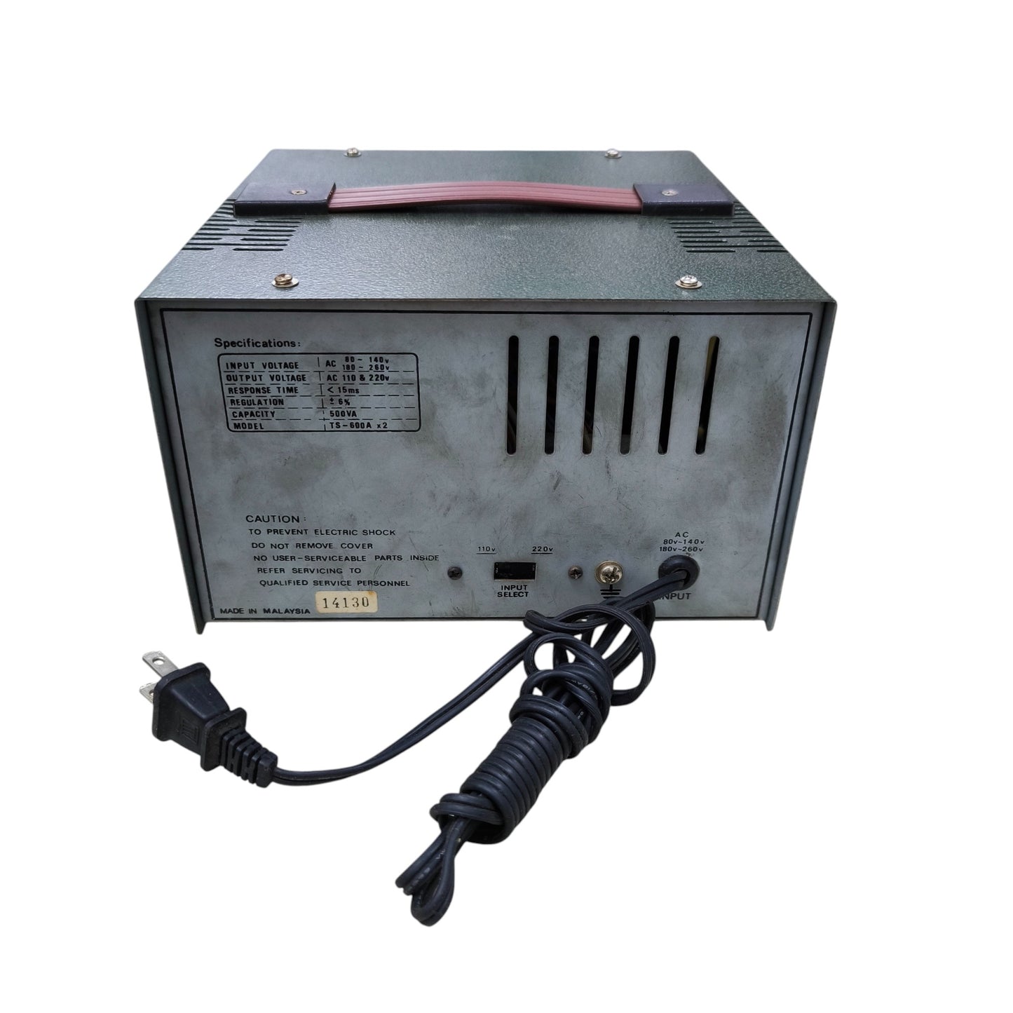 Winlite 600W Automatic Voltage Regulator metal casing with top handle and attached power cord