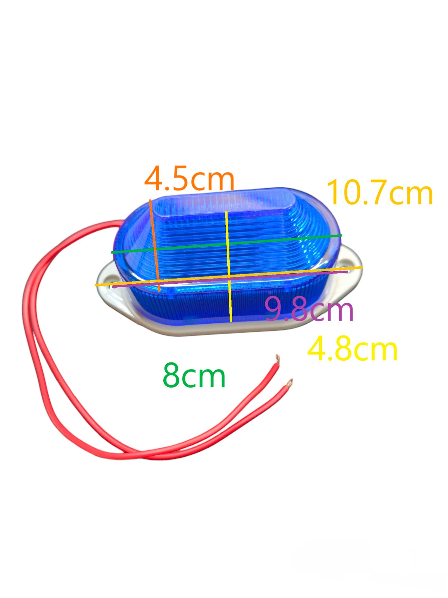 Denko Blue LED Warning Light 220V AC compact oval beacon with red wires and white mounting base