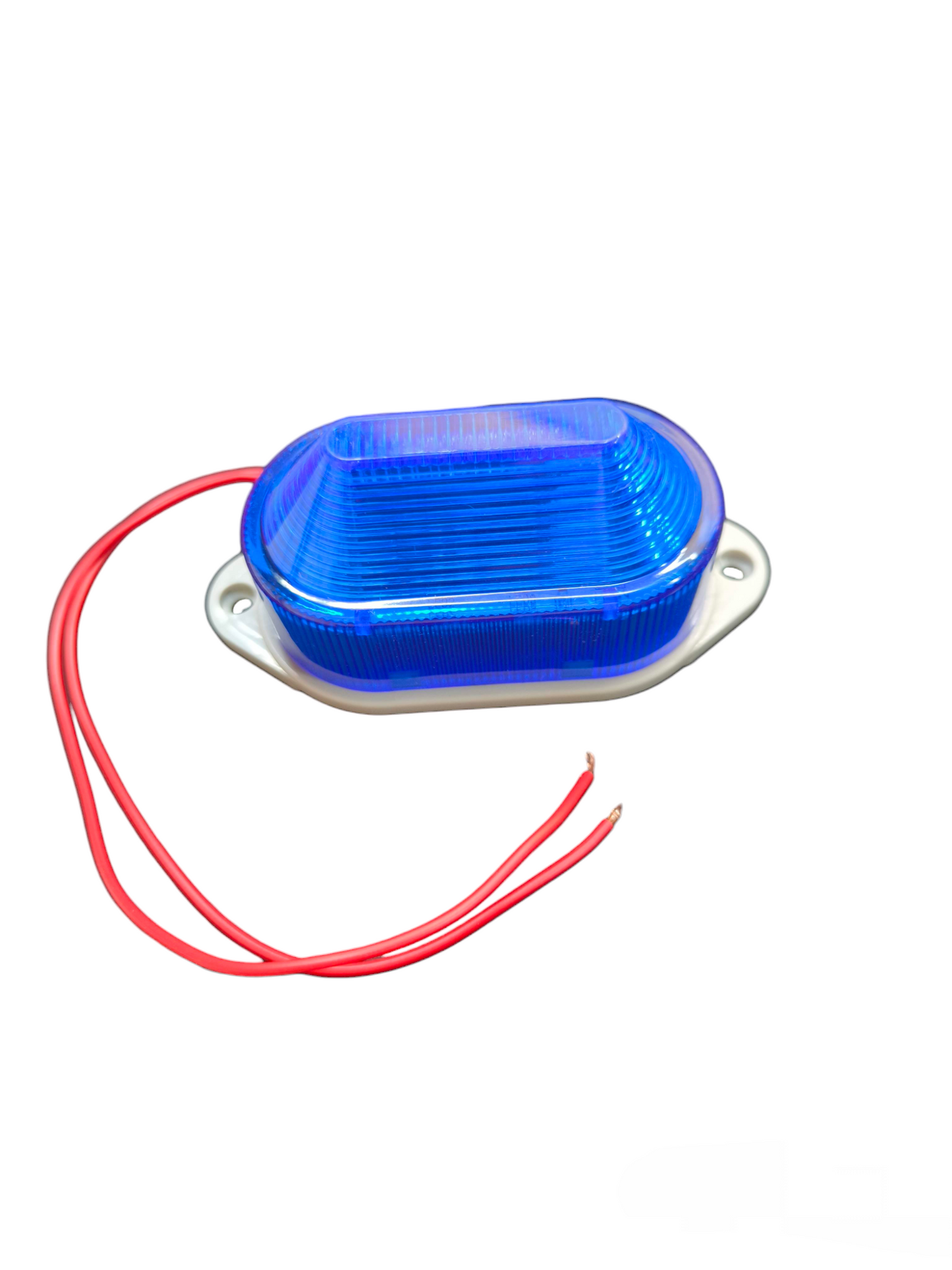 Denko Blue LED Warning Light 220V AC oval surface mount with blue lens red wiring for safety signaling