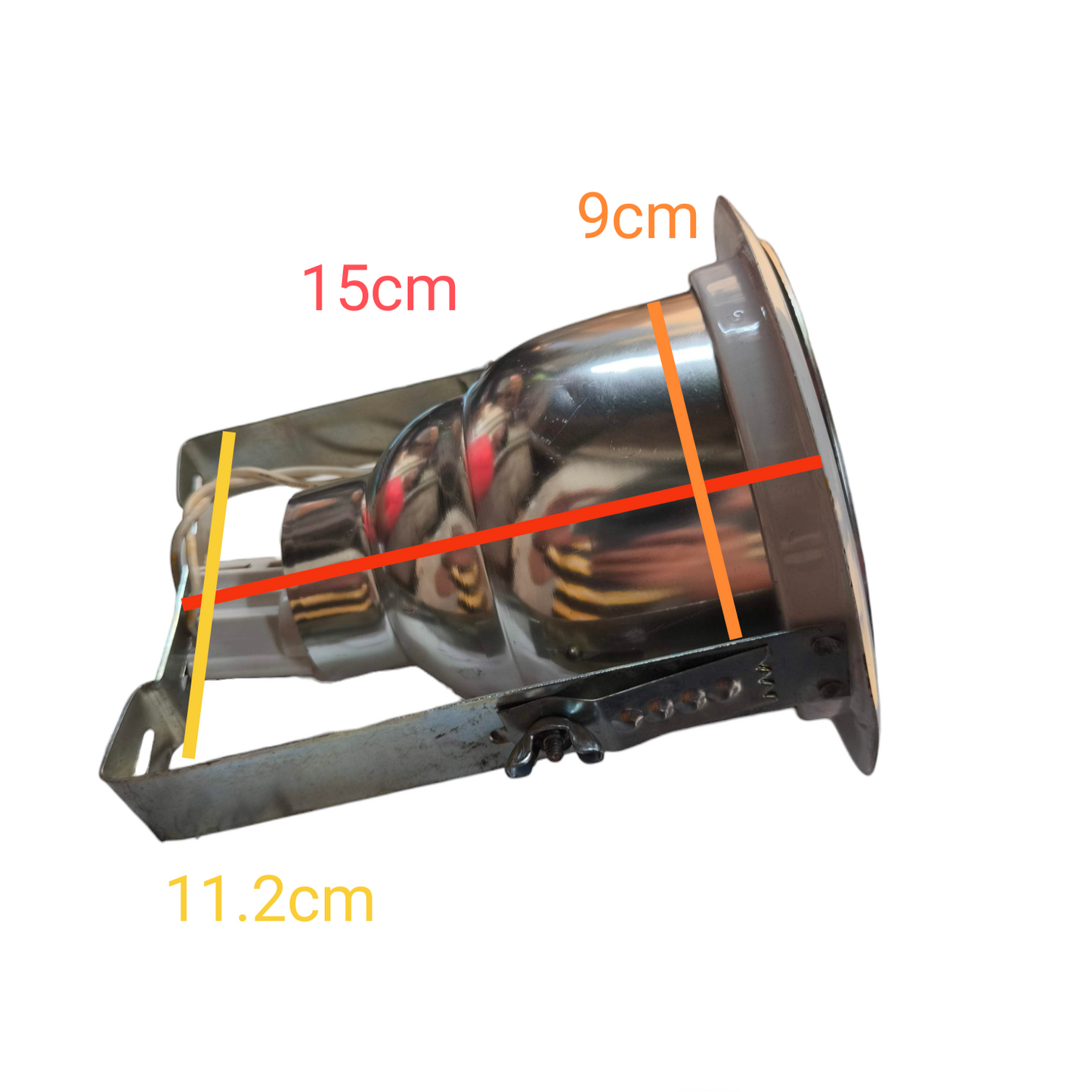 Local ceiling light Downlight Fixture White Boarder G23 metal recessed housing side view with measurements
