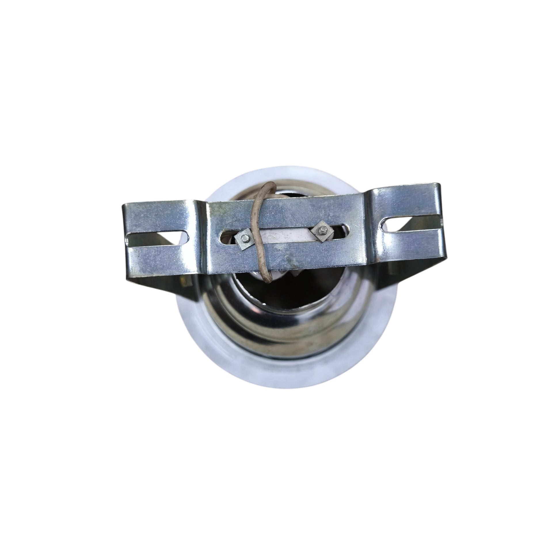 Local ceiling Downlight Fixture White Boarder G23 recessed metal housing with white trim and spring clips top view