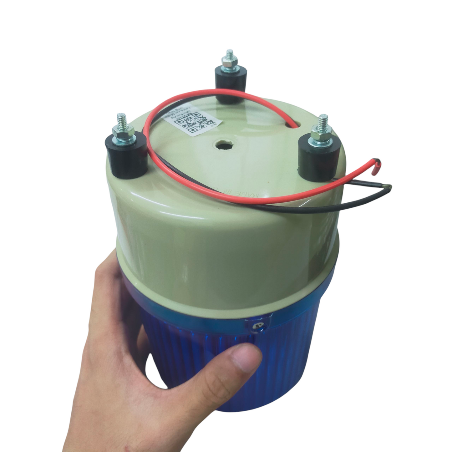 Sifco Rotary Warning light 24V DC - Blue with a sturdy base and electrical connections for safety applications