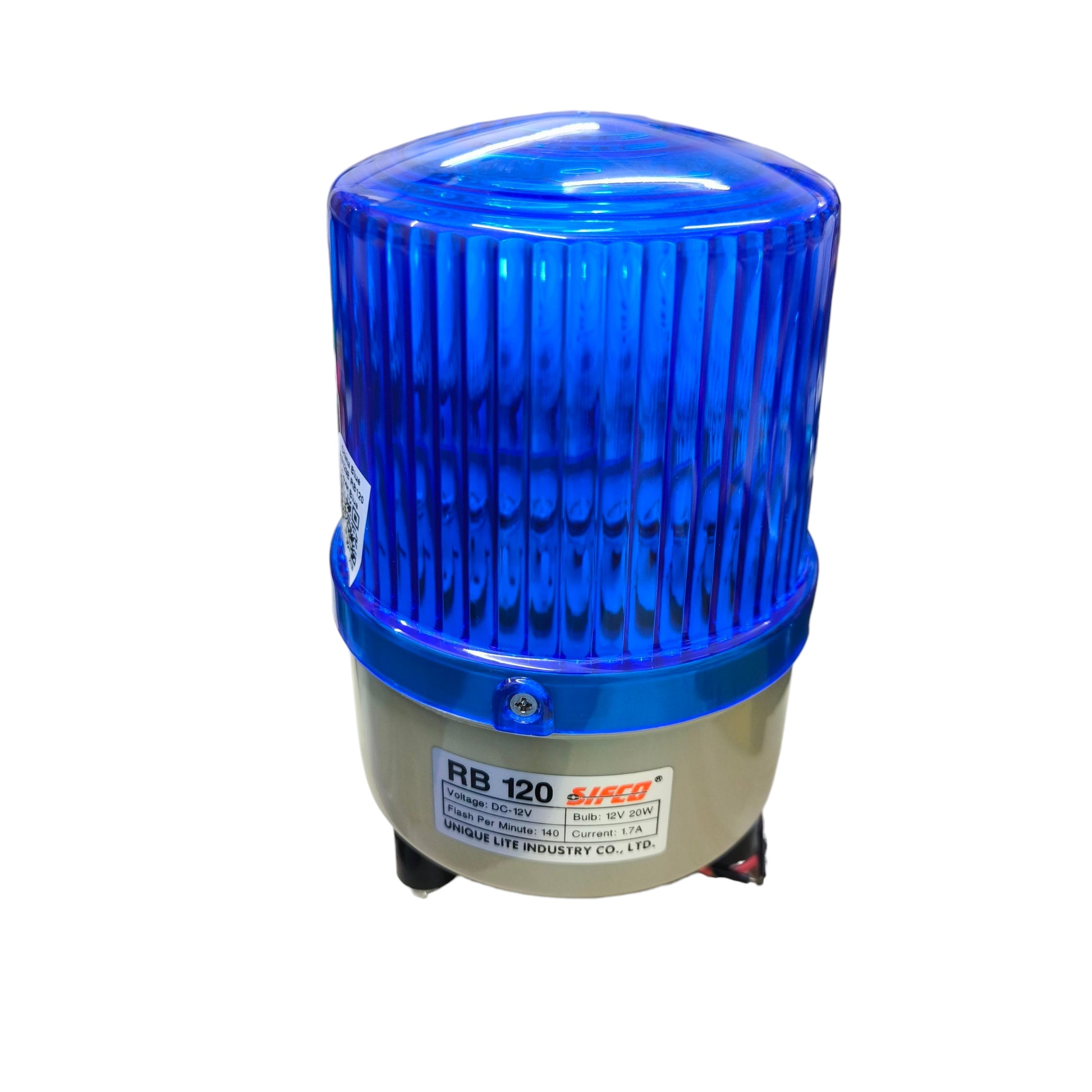 Sifco Warning light 12V DC - Blue with a durable design for enhanced visibility and safety in work areas