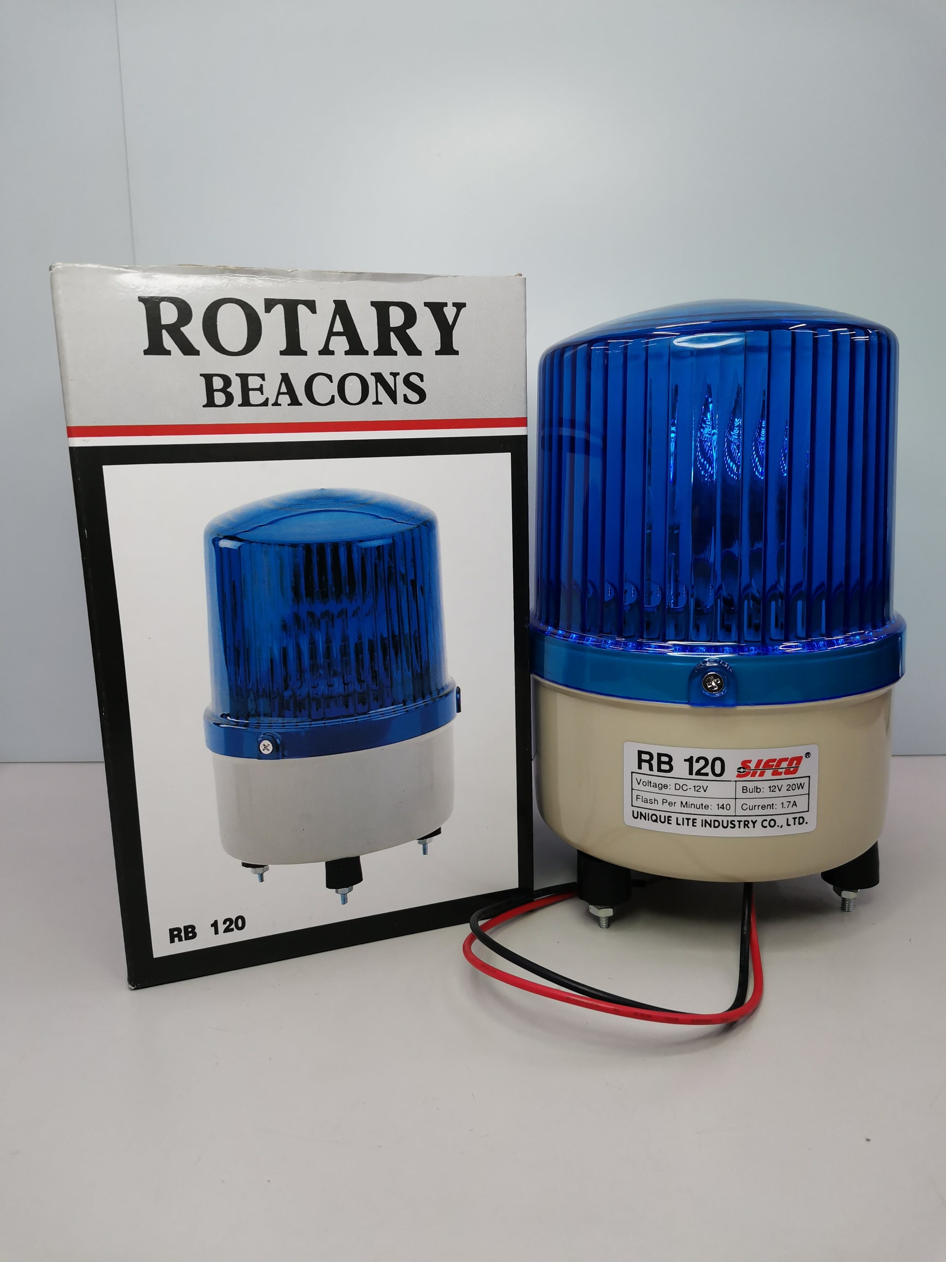 Sifco Warning light 12V DC - Blue with packaging, ideal for safety and visibility in various environments