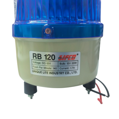 Sifco Warning light 12V DC - Blue with durable design and efficient bulb for safety applications