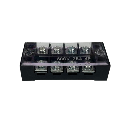 Grippes 25A 4 Pairs Terminal Block 600V black base with clear cover four screw terminals