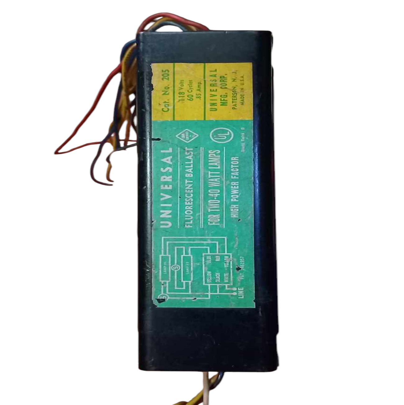 Universal 2x40W Rapid Start Ballast 118V electrical circuitry part with wiring for lighting fixtures