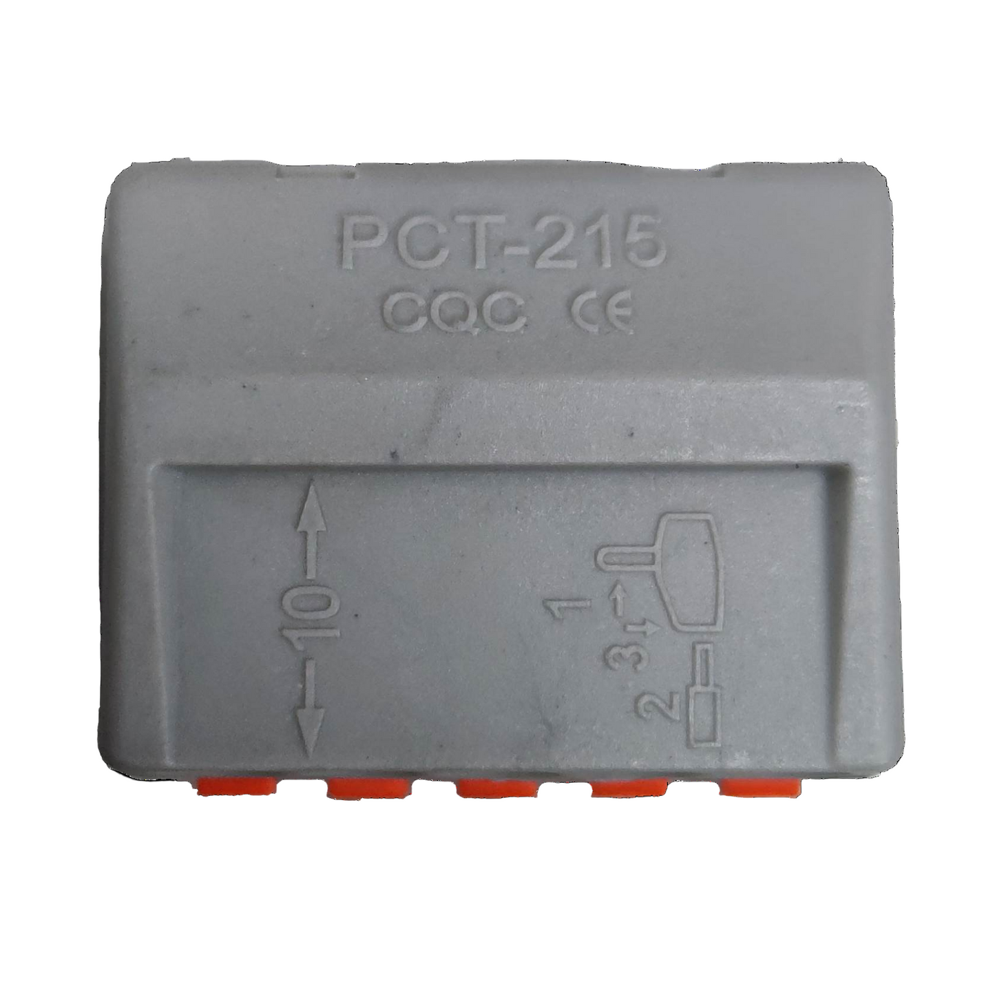 32A 250V electrical connector gray plastic with orange terminals and voltage markings