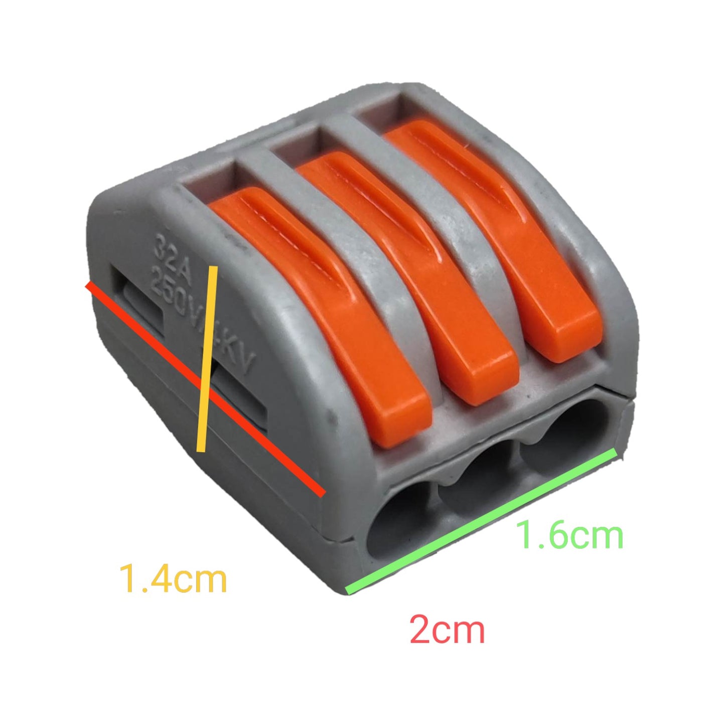 Wire Connector 32A 250V 3 Wire 0.08mm -2.5mm PCT-213 Wire Terminal for Connecting 3 Wires