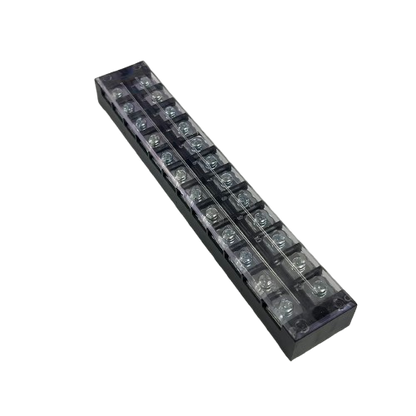 Grippes 45A 12Pairs Terminal Block 600V clear cover screw terminal strip for electrical wiring and panel connections