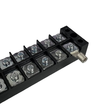 Grippes 45A 12Pairs Terminal Block 600V black screw terminal strip with metal screws and busbar