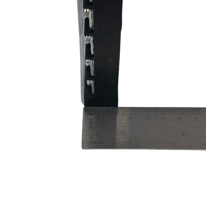 Grippes 45A 12Pairs Terminal Block 600V black modular terminal block with metal clamps shown next to ruler for scale