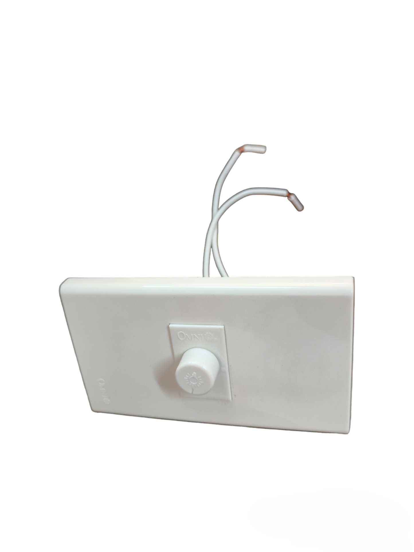 Omni 500W Dimmer Switch with Plate Cover white rotary knob prewired leads for residential lighting