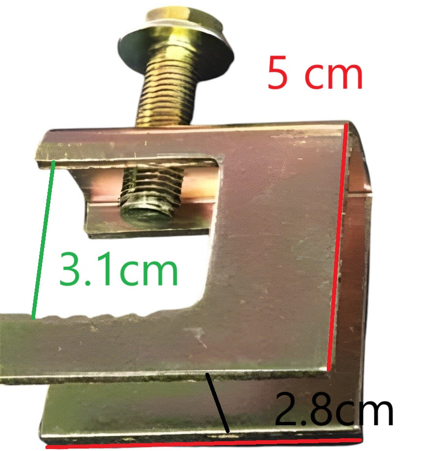 Electx beam clamp for electrical conduit zinc plated C clamp with threaded bolt and size markings