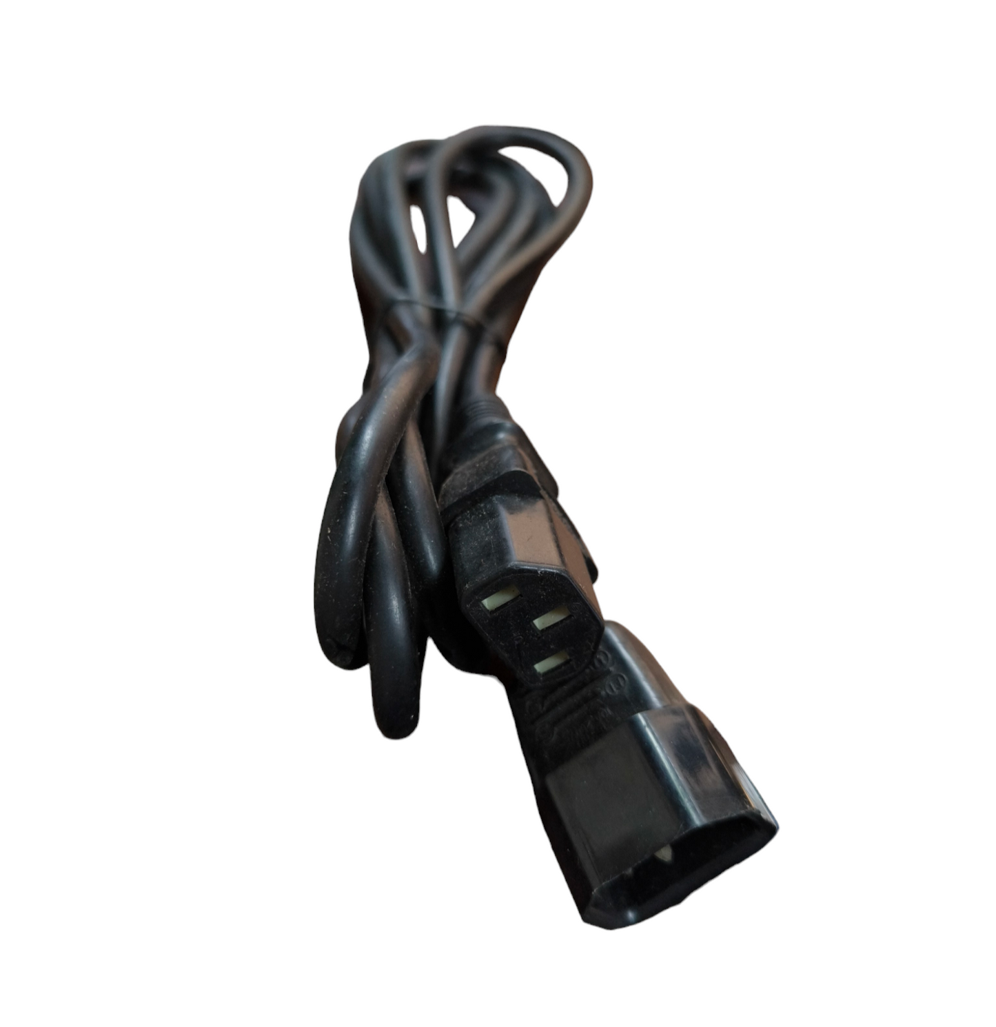 Black C13 to C14 AC power cord coiled cable for computers servers and power supplies
