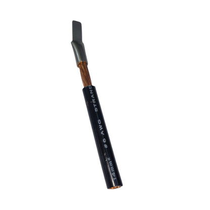 Flat Head Terminal 3.5mm to 5.3mm on stranded copper wire with black insulated sleeve for cable management