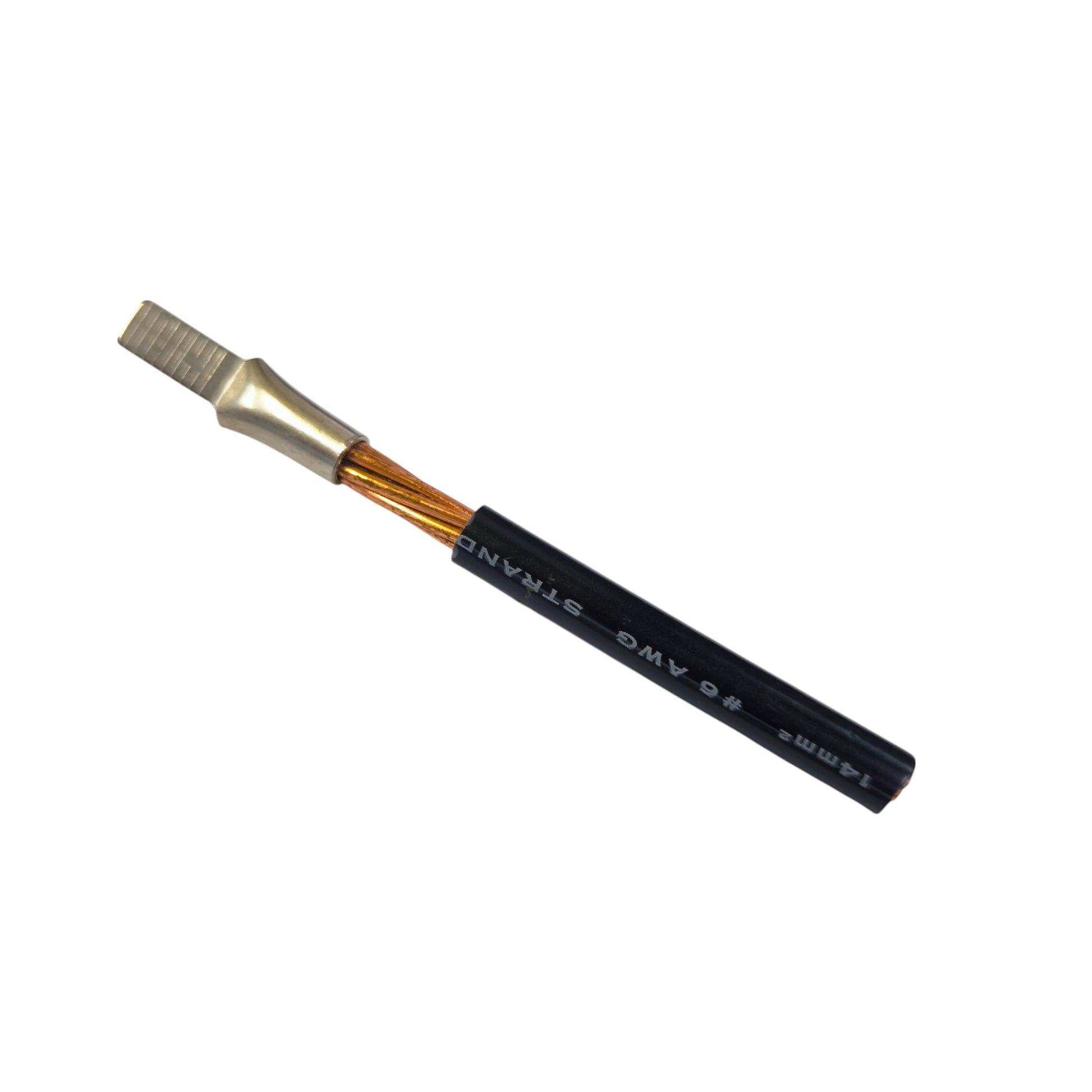 Flat Head Terminal 3.5mm to 5.3mm crimped on black insulated stranded copper cable for audio or power