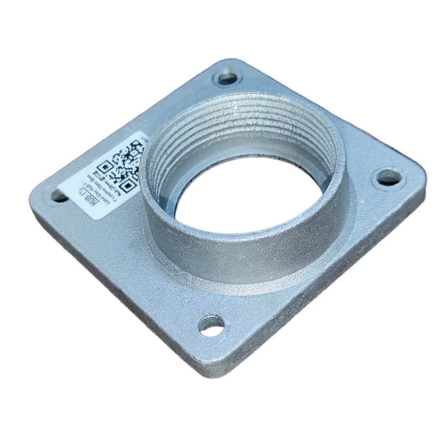 Aluminum threaded square mounting flange with four bolt holes for industrial meter hub 1.5 inch from China