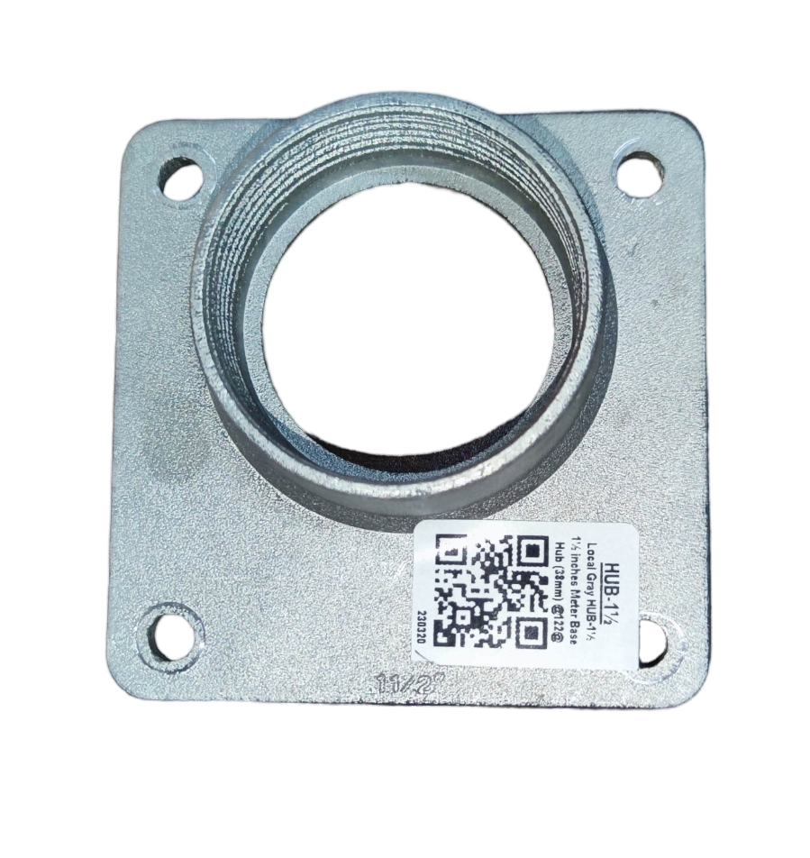 industrial meter hub 1.5 inch threaded square metal conduit hub with four mounting holes QR code label made in China