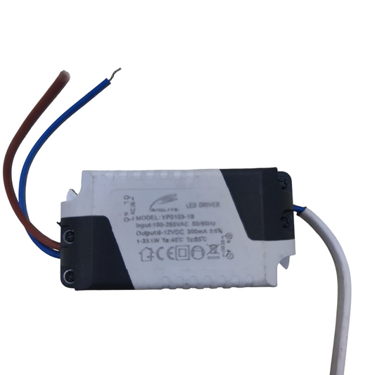 Biglite LED Driver 1-3W Input 180-220V power supply unit rectangular white module with brown blue and white wires