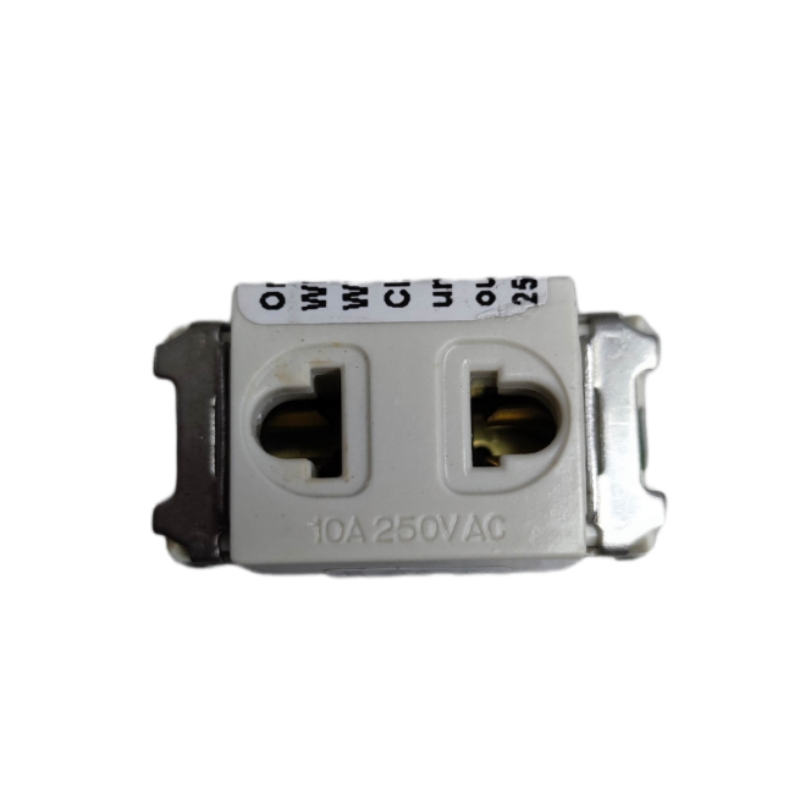 Omni Universal Outlet 10A 250V Classic Series white electrical power point with dual sockets