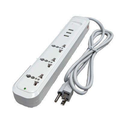 Omni universal outlet power strip with USB for convenient charging and multiple device connections