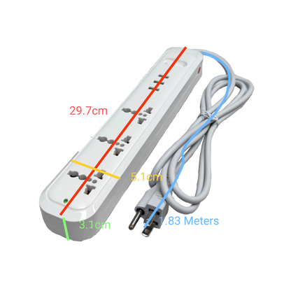 Omni universal outlet power strip with USB featuring multiple sockets and a 1.83-meter cord