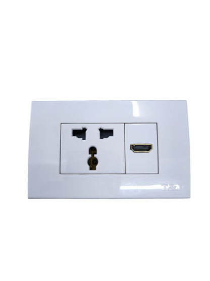 T&J universal outlet with HDMI port for connecting devices easily in any space