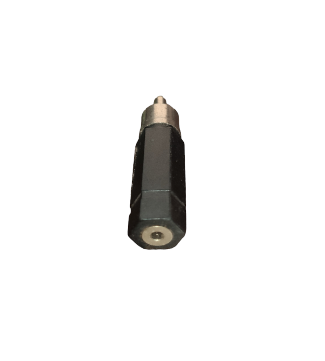 RCA plug to mono adapter black microphone accessory with metal RCA male tip and hex plastic body from China