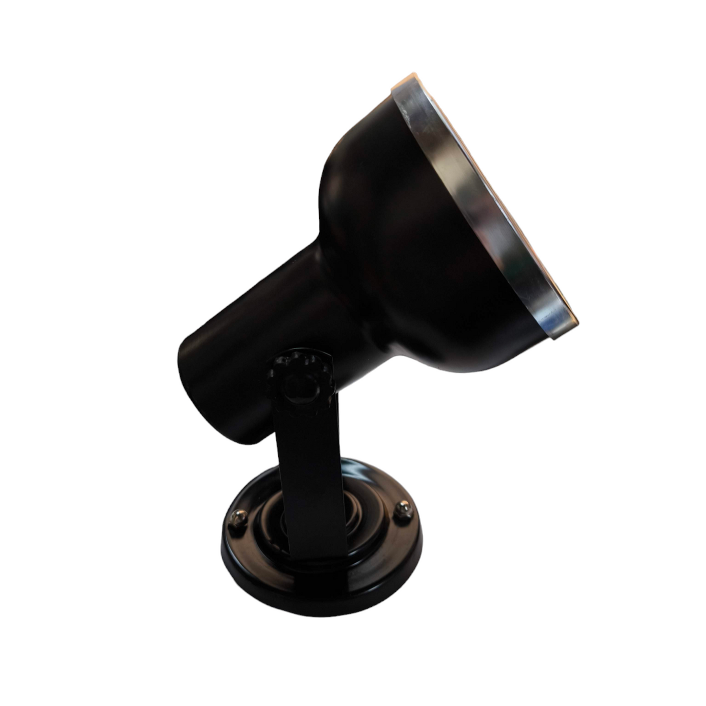 Black adjustable Spot Light Holder with Reflector E27 on round mounting base for directional lighting
