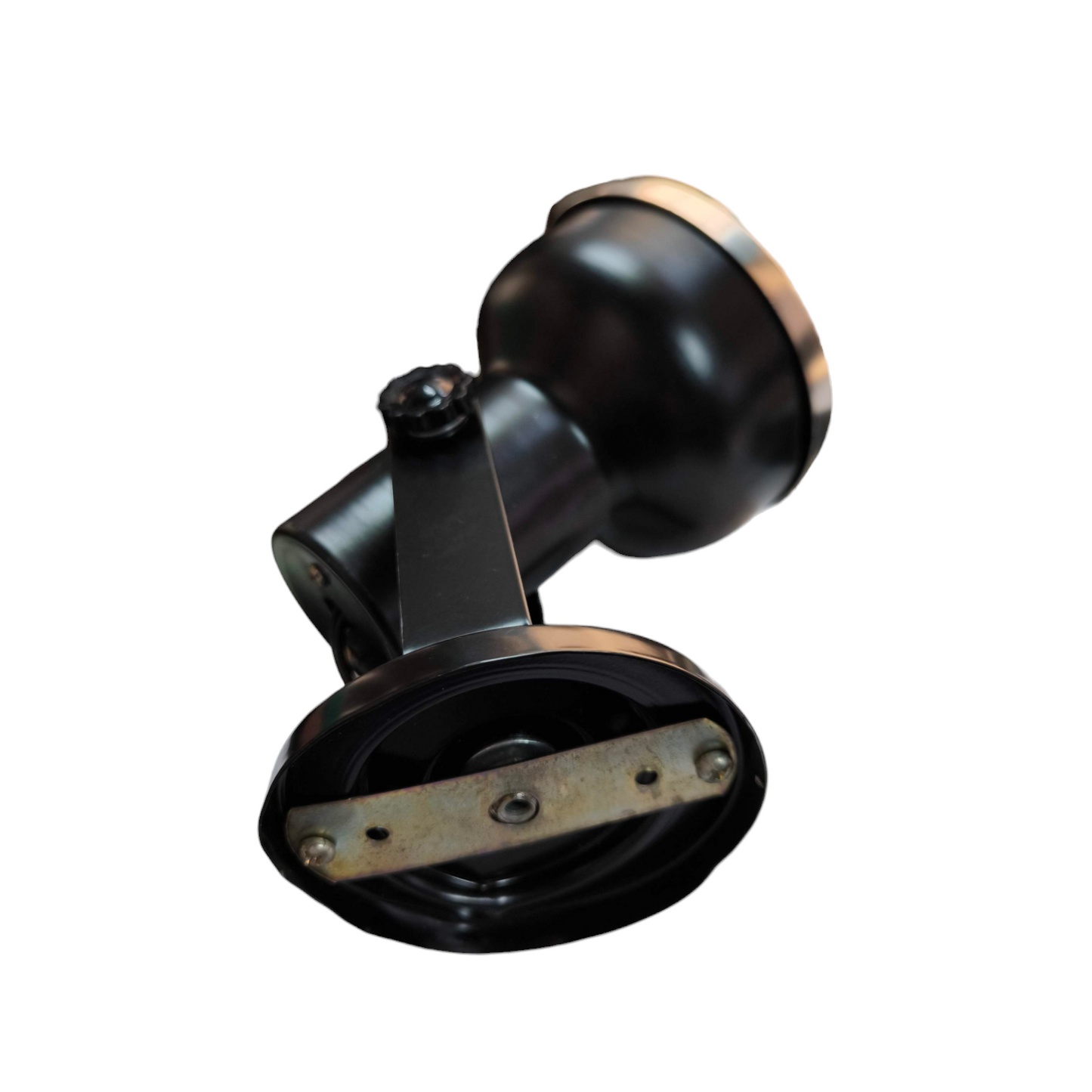 Local black adjustable Spot Light Holder with Reflector E27 shown with mounting bracket and tilt joint