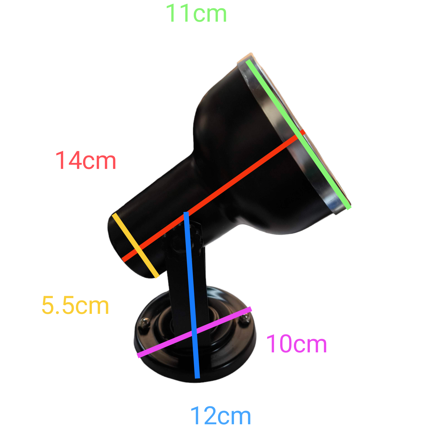 Spot Light Holder with Reflector E27 black adjustable angled mount for lighting installation with base plate
