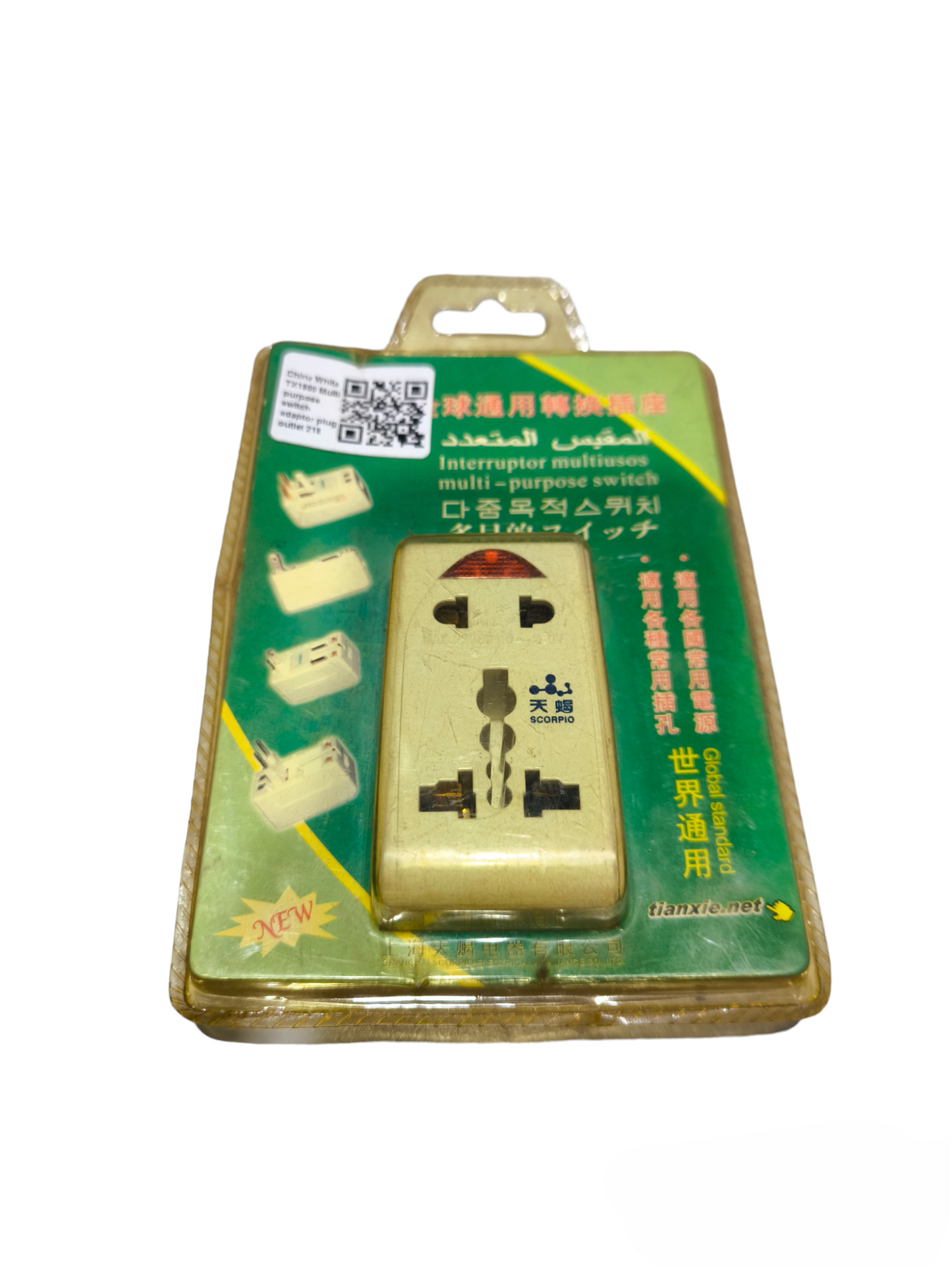 Travel Adaptor Converter 10A 250V multi-purpose switch plug with universal sockets in original packaging