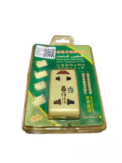 Travel Adaptor Converter 10A 250V multi-purpose switch plug with universal sockets in original packaging