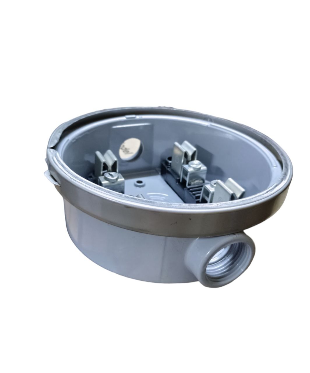 USA Round Meter Base 1 inch gray electrical meter socket with metal screws and conduit entry