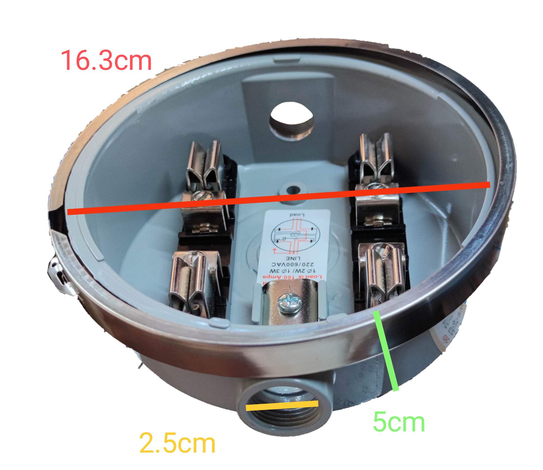 USA Round Meter Base 1 inch electrical circuitry part with metal and plastic components
