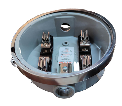 USA Round Meter Base electrical component with metal connectors for secure wiring in electrical circuitry