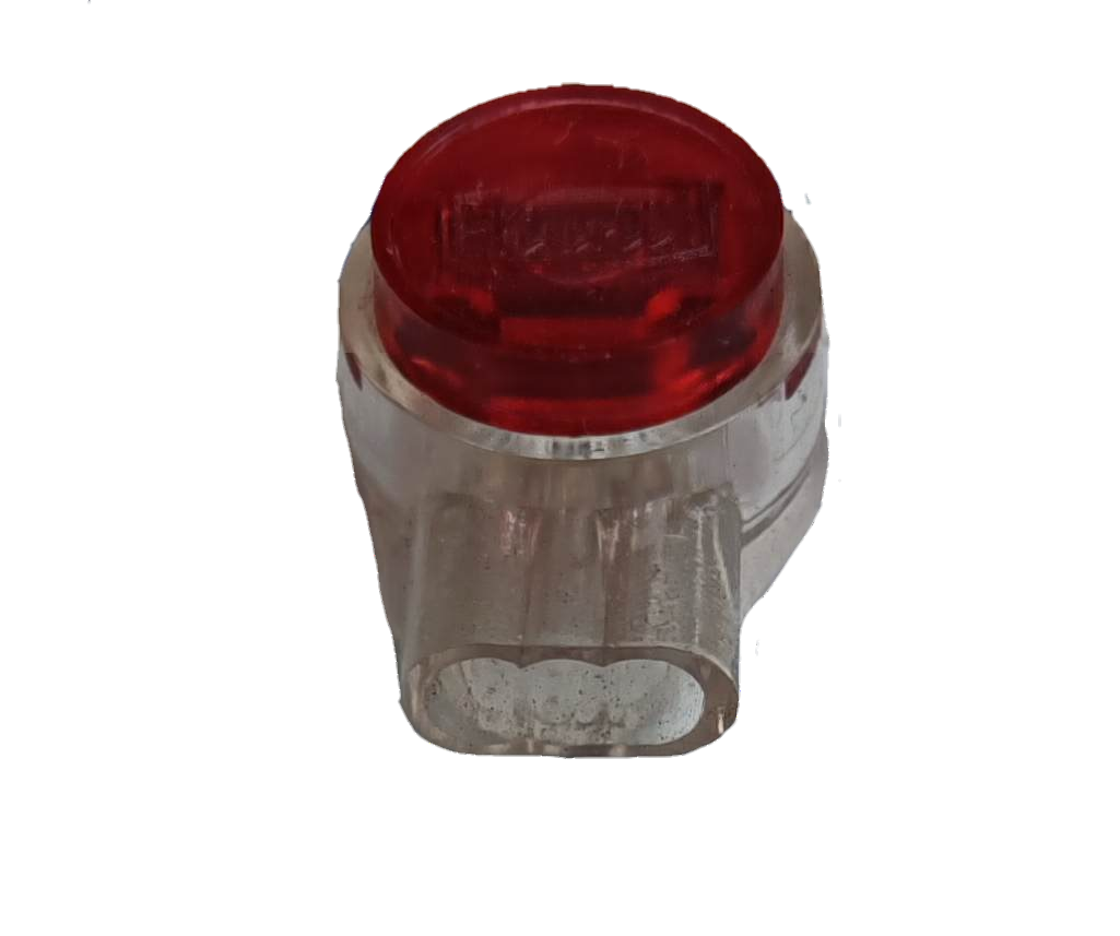 UY Connector Electrical Wire with transparent body and red push button for secure wire connections