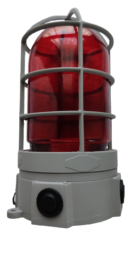 Biglite vapor lamp fixture E27 with red protective cage and white base lighting installation accessory