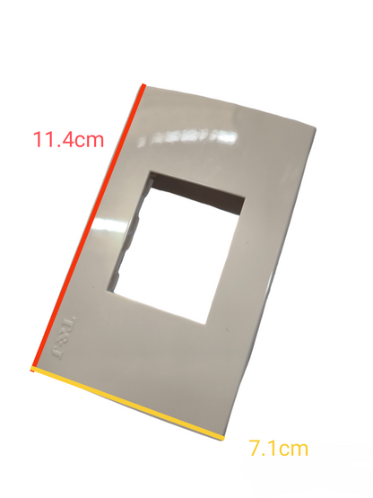 T&J 1 Gang Center Device Plate Cover in beige with dimensions 11.4 cm by 7.1 cm for power points