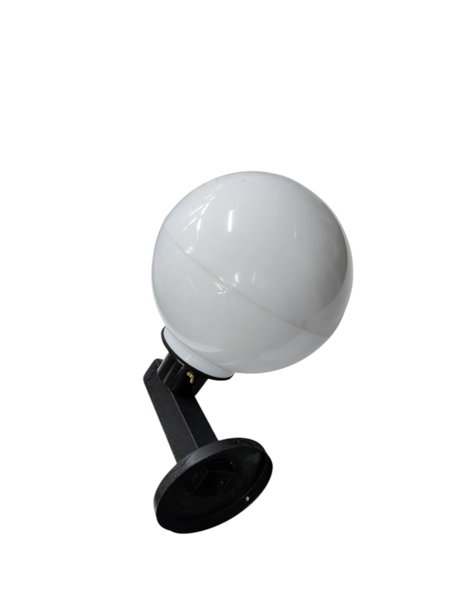 Amco 10 inch globe wall light with white glass globe and black mounting bracket