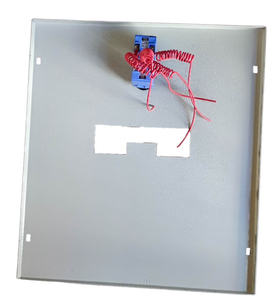 Shihlin 125A MTS 2 Pole Single Pole electrical panel with red wiring inside white metal enclosure