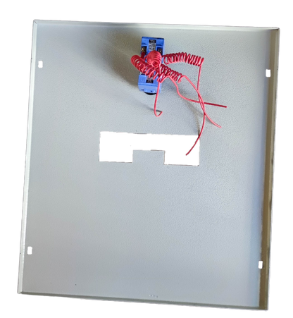 Shihlin 125A MTS 2 Pole Single Pole electrical panel with red wiring inside white metal enclosure