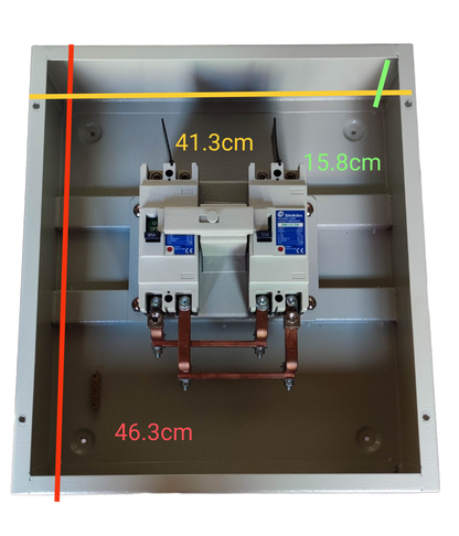 Shihlin 125A MTS 2 Pole Single Pole electrical circuit breaker mounted inside a metal enclosure