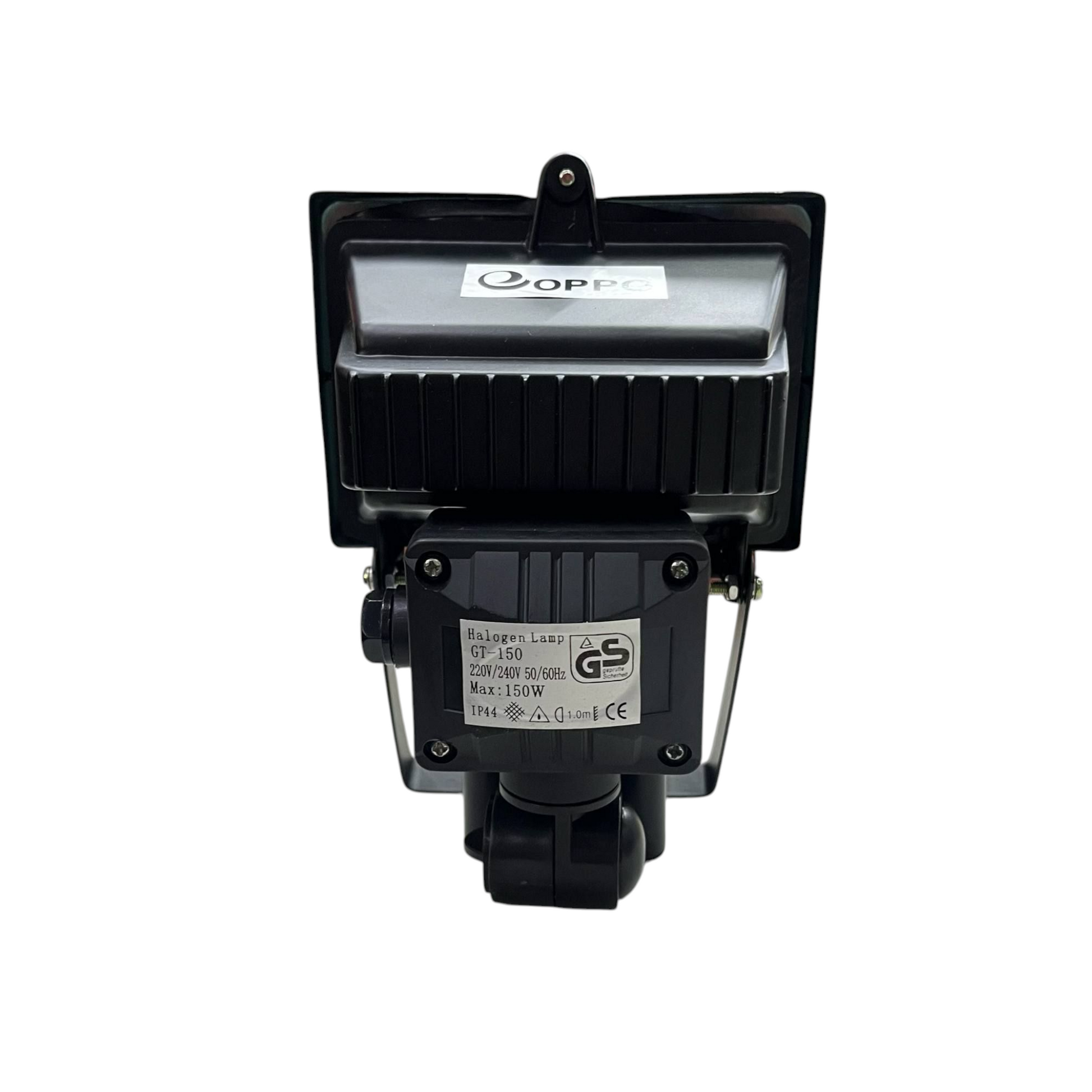 150W halogen flood light with sensor 220V in black casing for outdoor lighting installation